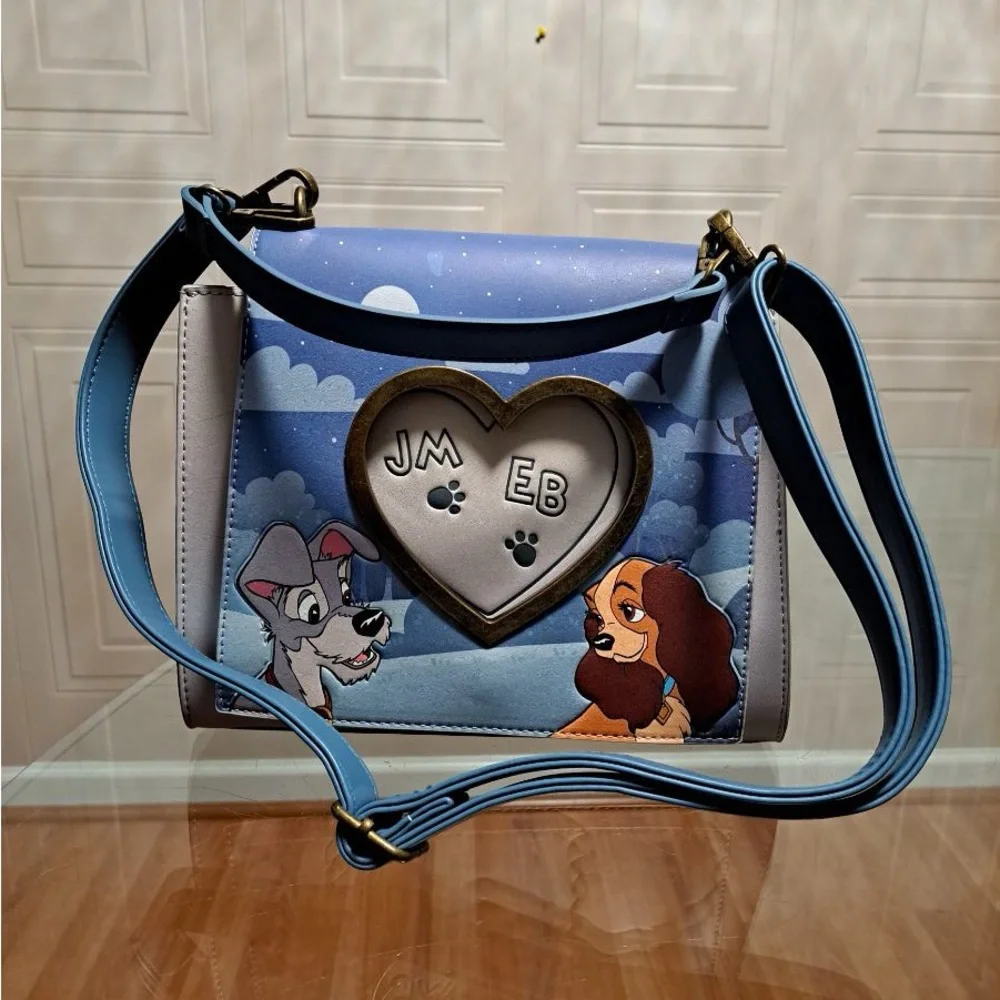 Brand New Loungefky Disney Lady And The Trump Heart Paw Prints Crosbody Purse. - Picture 3 of 8